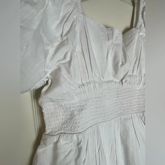 Nordstrom BP White Smocked Mini Dress with Puff Sleeves Juniors Size Small - Picture 15 of 16
